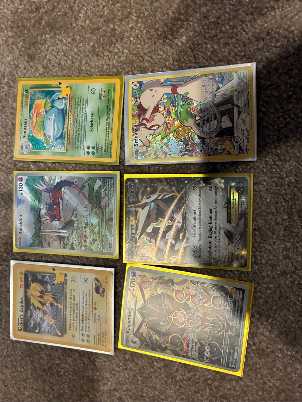 Six Rare Pokemon cards